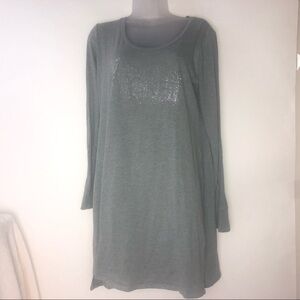 Victoria's Secret Gray Embellished‎ Logo Sleep Gown Women's Large